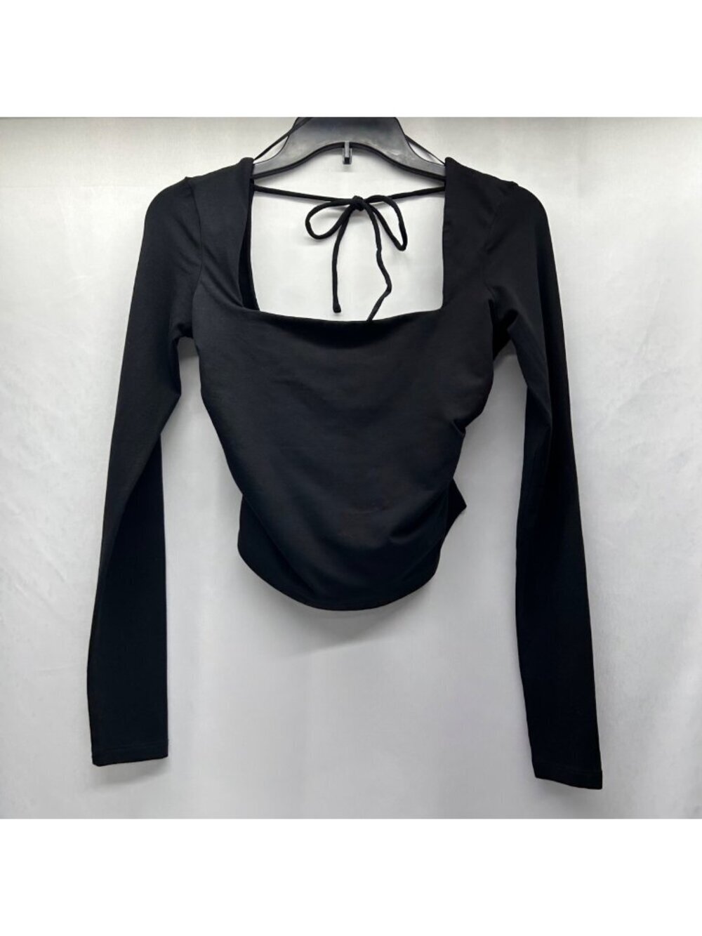 Garage Black Long Sleeve Crop Top Women's S Open Back